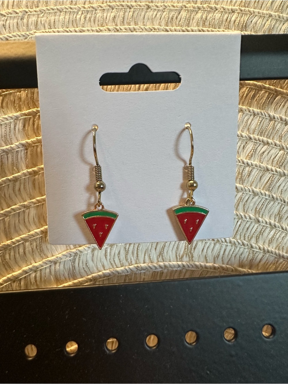 Watermelon Slice Dangle Earrings - Red & Green